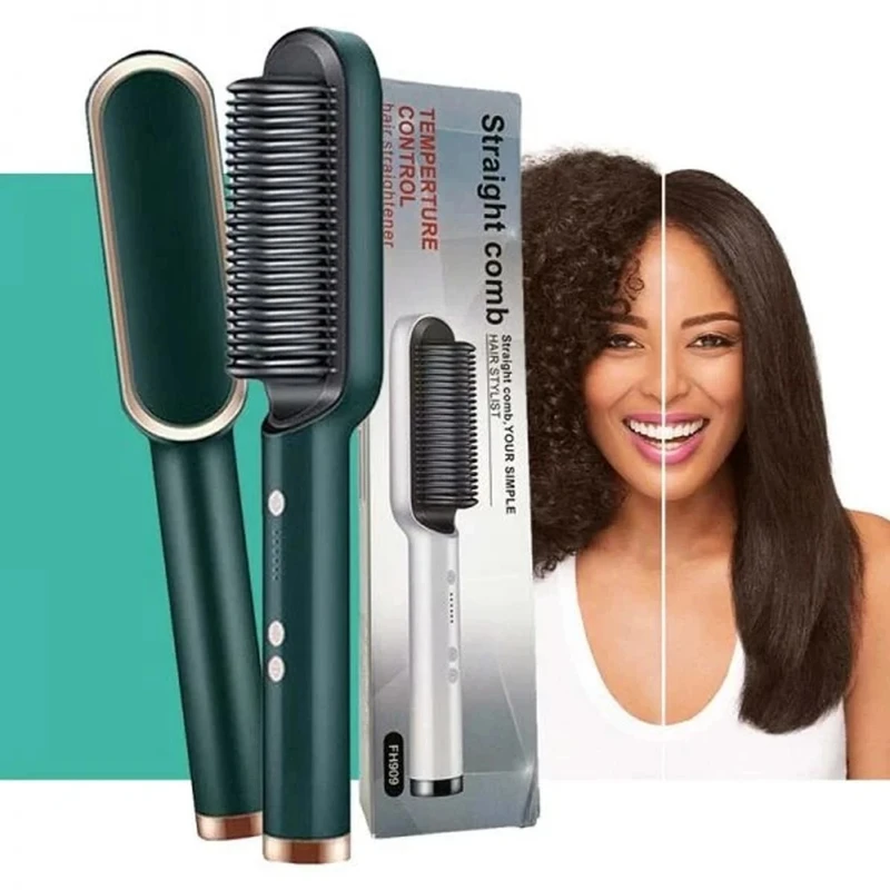 2in1 Hair Straightener + curler Comb Brush