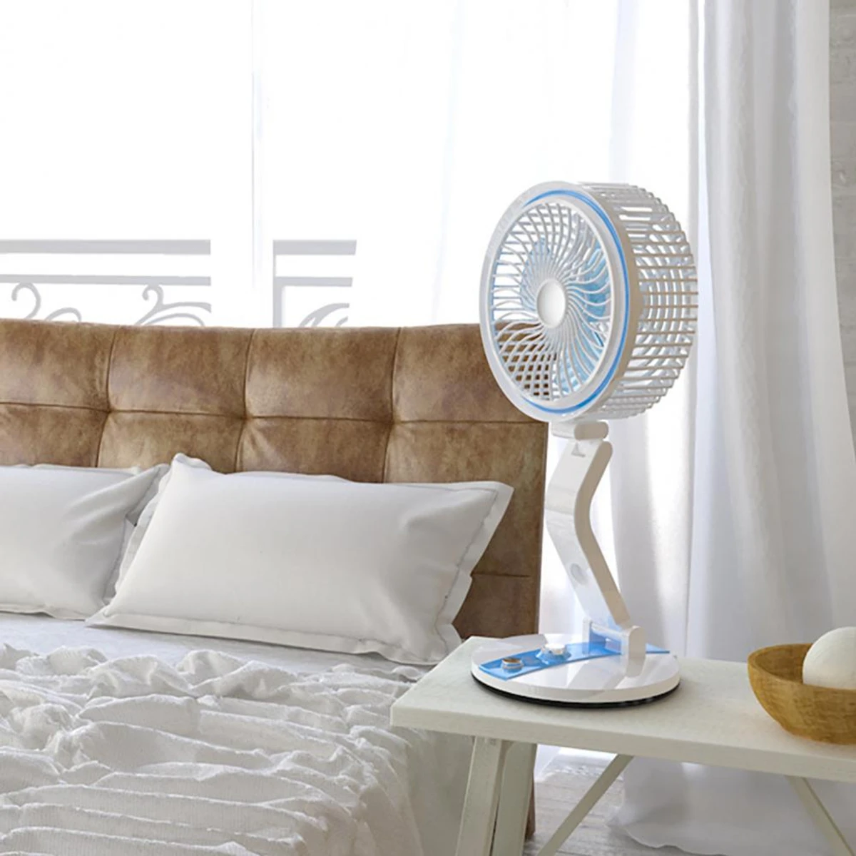 Rechargeable Folding Table Fan with Led Light - Image 3