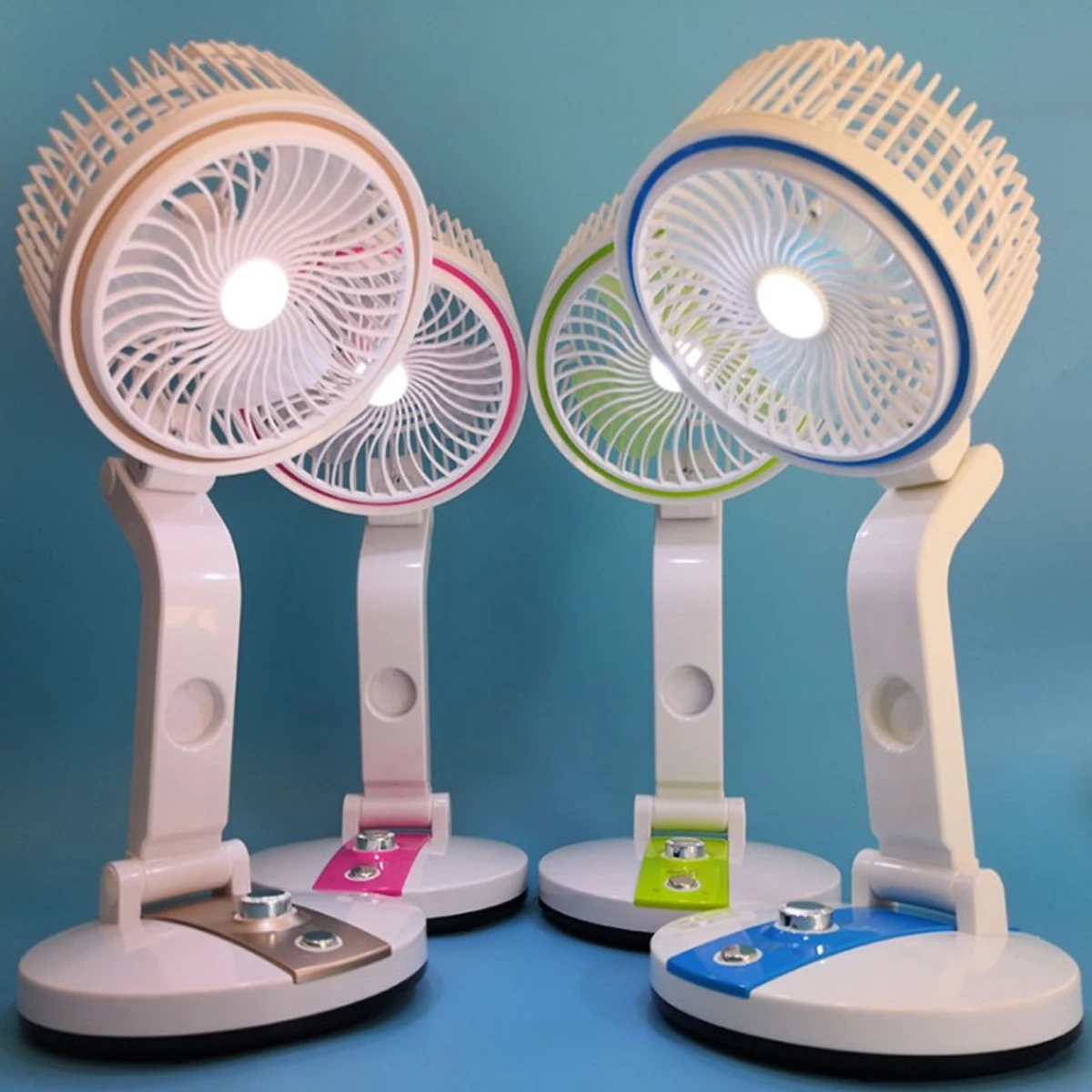 Rechargeable Folding Table Fan with Led Light