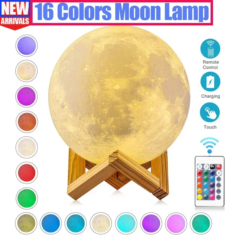 Remote control Moon Light with Wood Stand & Touching