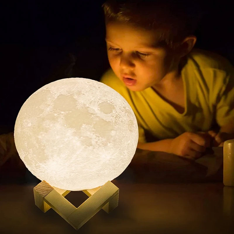 Remote control Moon Light with Wood Stand & Touching - Image 5