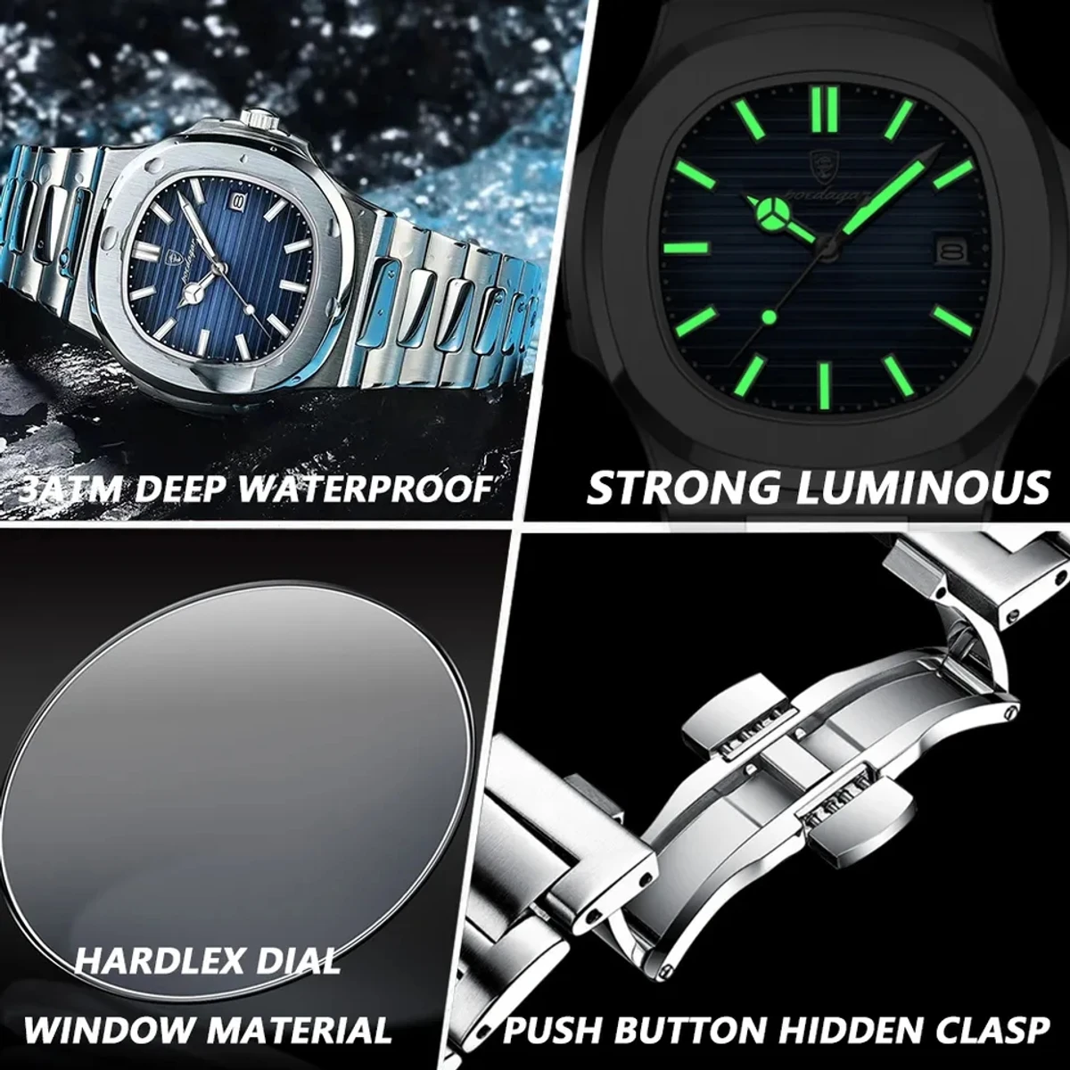 POEDAGAR 613 Luxury Waterproof Watch - Image 3