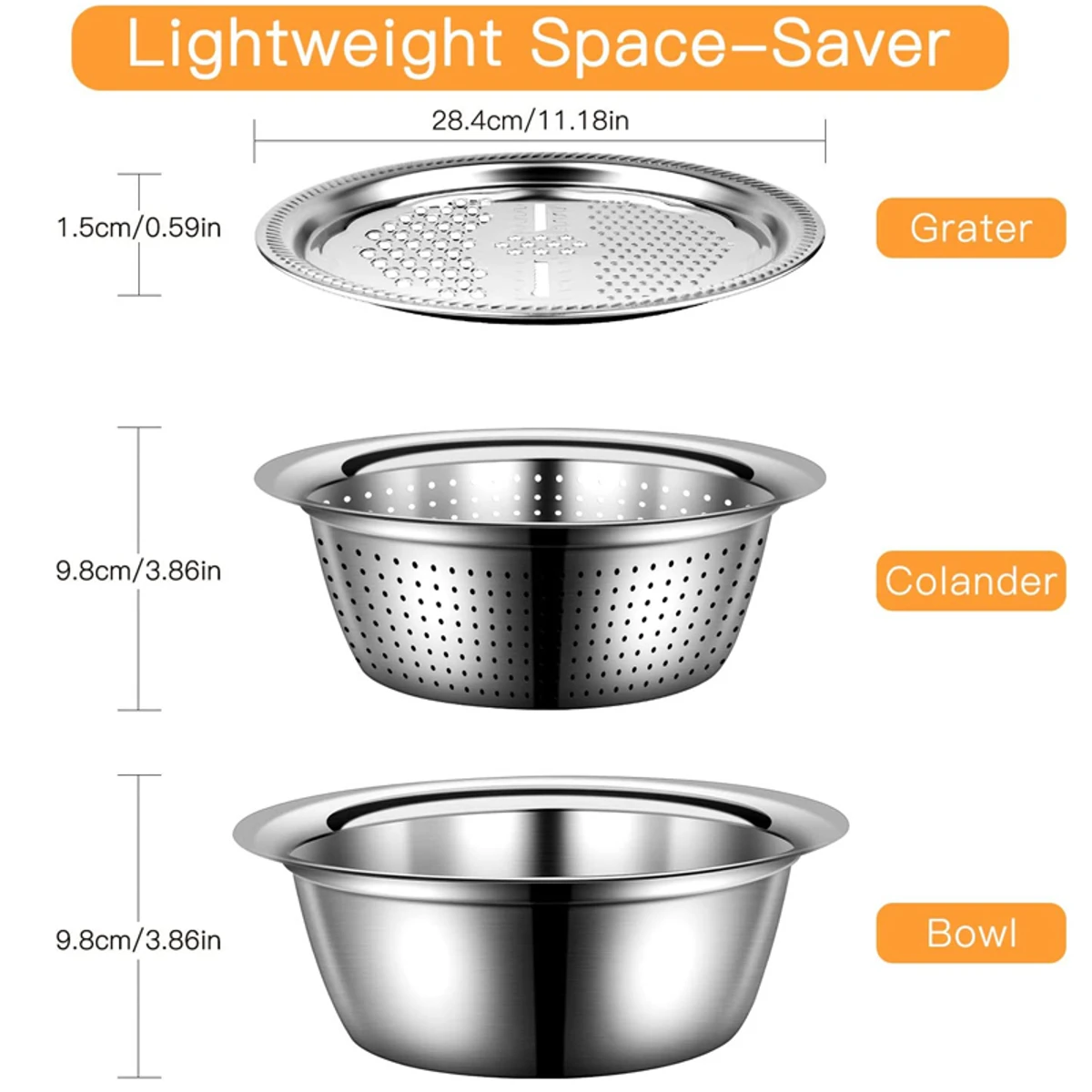 3 in 1 Stainless Steel Drain Basket Vegetable Cutter - Image 3