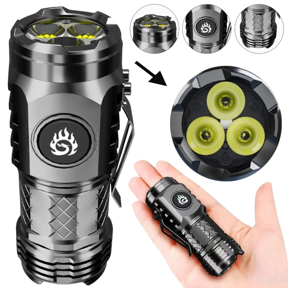 High Power LED Flashlight Torch 20W Ultra Powerful LED Flashlight USB Rechargeable LED Tactical Flashlights for Hiking Exploring