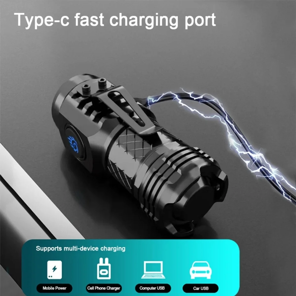 High Power LED Flashlight Torch 20W Ultra Powerful LED Flashlight USB Rechargeable LED Tactical Flashlights for Hiking Exploring - Image 4