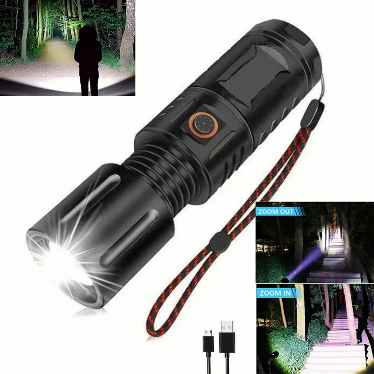 LED Rechargeable torch light with power bank