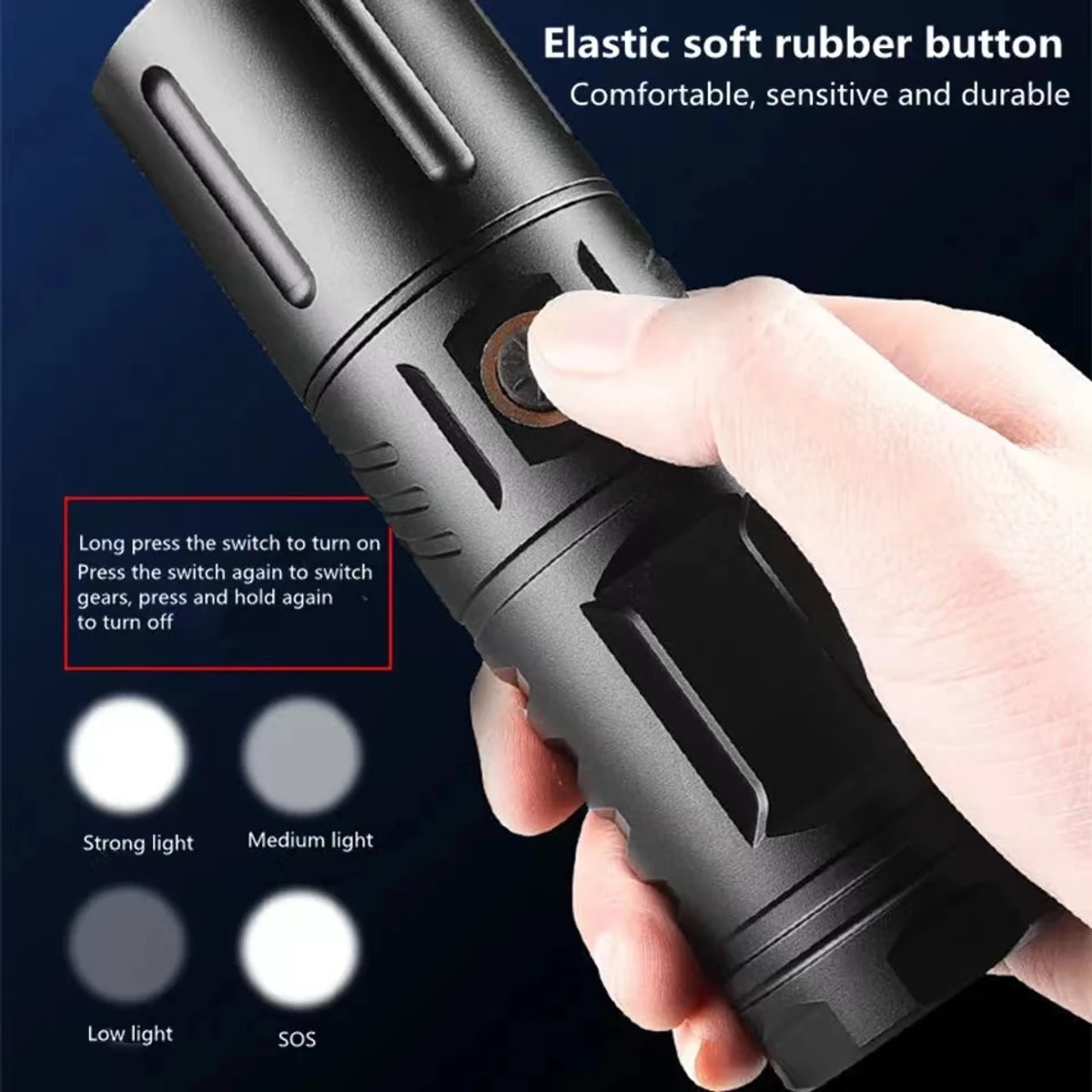 LED Rechargeable torch light with power bank - Image 3