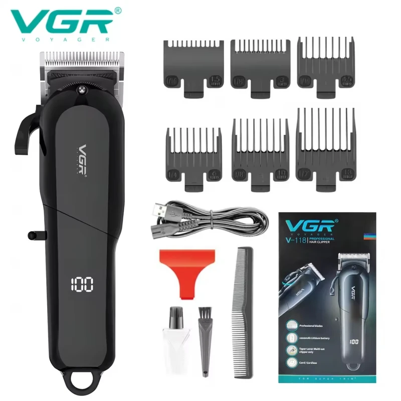 VGR Hair Clipper Cordless Hair Cutting Machine Adjustable Barber Electric Hair Trimmer Digital Display Clipper for Men V-118