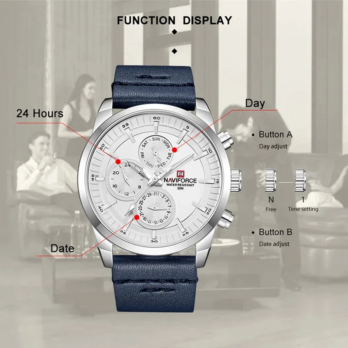 NAVIFORCE NF9148 Leather Analog Wrist Watch - Image 5