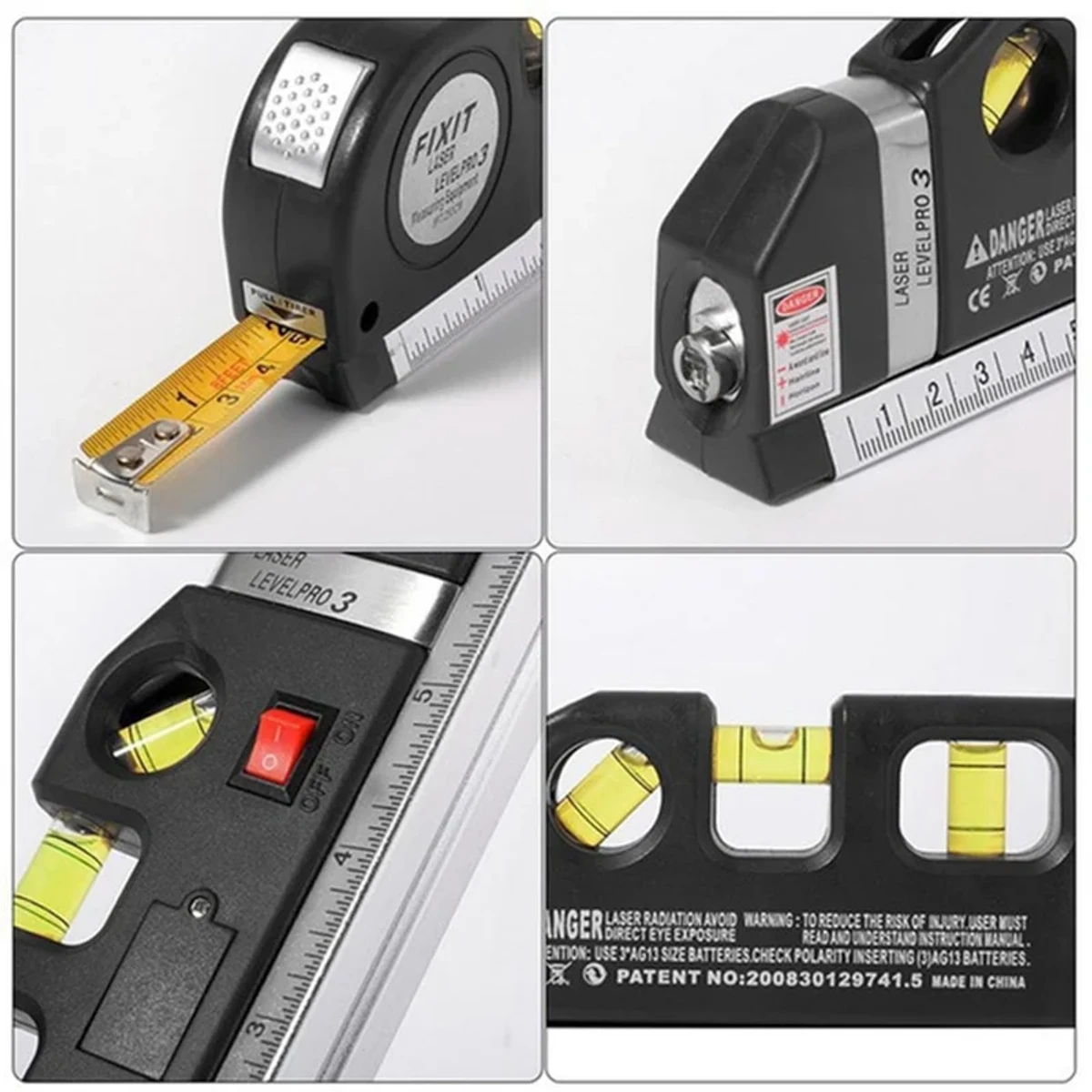 Laser Level Multipurpose Line Laser Leveler Tool Cross Line Lasers with 8FT 2.5M Standard Measure Tape and Metric Rulers - Image 4