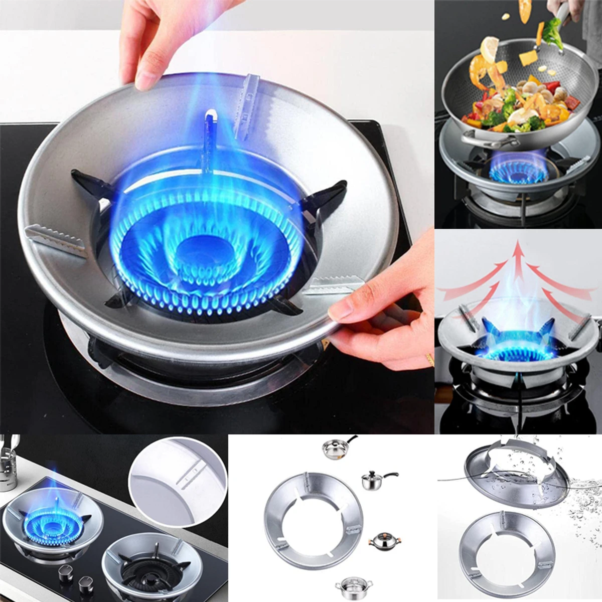 Stainless Steel Wok Rack Fire-gathering Gas Stove Wok Ring Stove Trivets Cooktop Range Pan Holder Stand For Gas Hob Home Kitchen