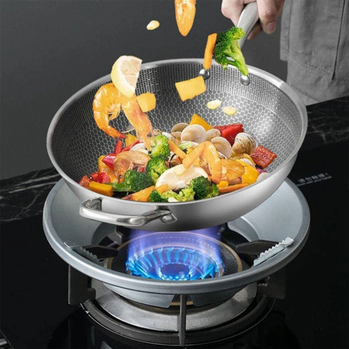 Stainless Steel Wok Rack Fire-gathering Gas Stove Wok Ring Stove Trivets Cooktop Range Pan Holder Stand For Gas Hob Home Kitchen - Image 4