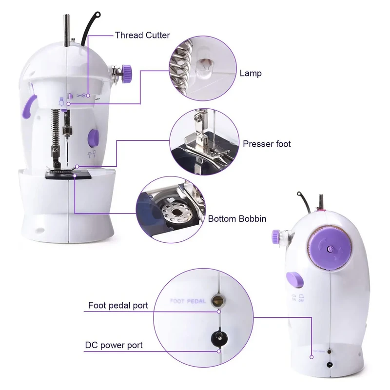 Portable Electric Pedal Double Threads Rewind Mini Swing Machine - Image 4